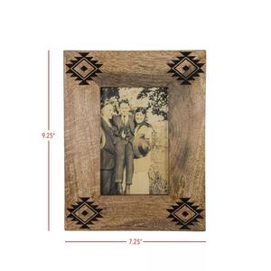 Cadre Photo en bois moderne fabriqué à la main gravure géométrique Tribal décor rustique élégant pour salon chambre fer personnalisé - Product Image 2