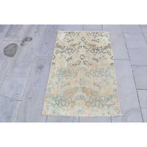 Alfombra Turca de 2.5x3.9 pies, Alfombra Pequeña Vintage, Alfombra con Bordes Marrones y Azules - Product Image 2