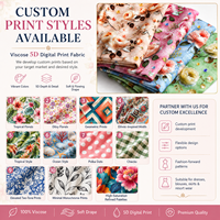 Tissu en rayonne viscose de haute qualité à imprimé floral numérique 3D, doux, extensible et respirant, viscose 30S 40S pour chemisiers et hauts pour femmes, OEM