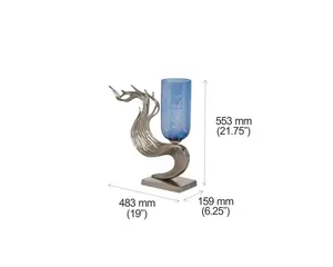 Nickel-plated aluminium base with <b>Blue</b> luster glass Home Decorative Table Top <b>Candle</b> Stand - Product Image 4