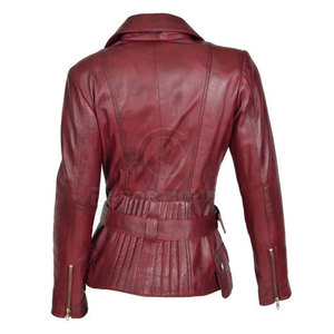 Chaqueta de cuero genuino de diseño personalizado de color sólido para mujer, ropa de calle, chaqueta de cuero para mujer - Product Image 2