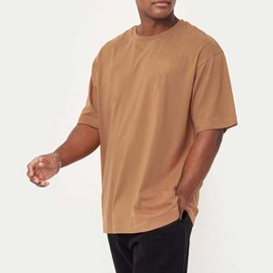 Camisetas de algodón de gran tamaño, camisetas de manga corta teñidas lisas, camisetas serigrafiadas de tela transpirable de alta calidad para hombre - Product Image 2