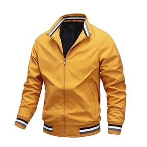 Blouson Bomber Homme Personnalisé Zippé Manches Longues Couleur Unie Coupe-Vent Style Aviateur Décontracté Impression Logo Avant Vêtement d'Automne - Product Image 3