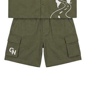 Ensemble deux pièces en jean unisexe personnalisé, décontracté, confortable, streetwear, chemise boutonnée en coton, short en jean, costume en jean pour homme - Product Image 6