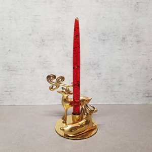 Fournisseur en gros indien Vintage Laiton Renne Paire Buck Doe Bougeoir de Noël Or Fabricant de Bougeoir Vintage - Product Image 6