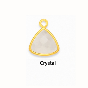 Cristal facetado cuarzo triángulo piedra preciosa encanto Rosa chapado en oro bisel hecho a mano piedra natal joyería componente Base de plata esterlina - Product Image 1