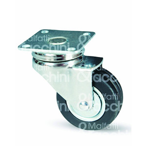 Rueda de goma Art. Placa giratoria cromada con soporte de acero de buje de bola 150 - Product Image 1