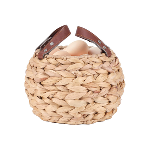 Panier à œufs de poule en jacinthe d'eau écologique de style campagnard en gros, panier de collecte avec poignées en provenance du Vietnam - Product Image 1