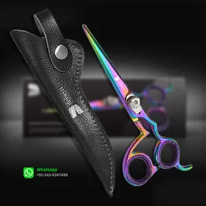 Multi Colored Ergonomic Handle Hairdressing Scissors Stainless Steel Hair Scissors Rainbow Color Hair Cutting Scissors Shears