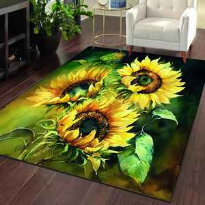Tapis Sunflower : Tapis botanique floral vibrant, tapis imprimé, tapis doux non tissé - Product Image 4