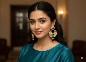 Pendientes Polki de acabado antiguo perfectos para novias, bodas, Ropa Étnica tradicional y ocasiones especiales - Product Image 3