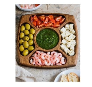 Plateau de service alimentaire rond en bois vintage à prix raisonnable pour les fêtes d'anniversaire et autres plats de serveur d'occasion - Product Image 6