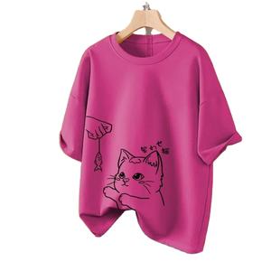 ผู้หญิงยอดนิยมพิมพ์ฤดูร้อนหลวมเสื้อยืดผ้าฝ้ายคอพื้นฐานแขนสั้นพื้นฐานหลวมทุกวันเสื้อระบายอากาศ - Product Image 1