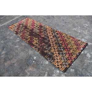 พรมขนแกะสีน้ำตาลสไตล์ชนเผ่าคลาสสิก3.1 x 8.5ft สไตล์ตุรกีมีการออกแบบเย็บปะติดปะต่อกันด้านหลังของยางสำหรับห้องนั่งเล่นห้องโถงสี่เหลี่ยมผืนผ้าลาย - Product Image 2