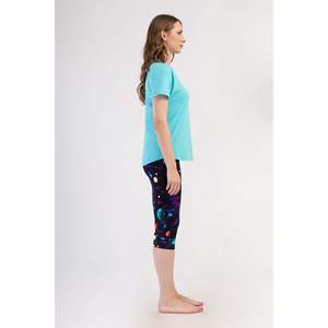Conjunto de pantalón capri y top de cuello redondo con mangas raglán y puños ovalados KADIN LYC SUPREM - Verde menta brillante - Verde menta brillante - Product Image 3