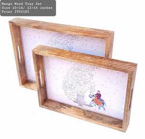 Plateau de service Rectangle imprimé sur mesure Poignées de conception haut de gamme en bois exquis Vaisselle jetable Vaisselle pour - Product Image 2