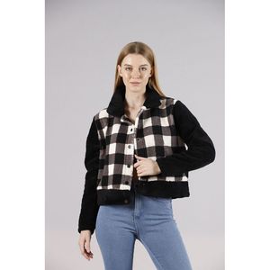 Veste en polaire à boutons-pression pour adultes - Motif écossais noir élégant, vêtement d'extérieur chaud pour commandes en gros - Product Image 3