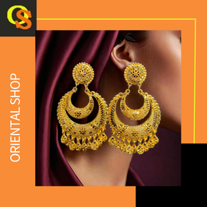 Comprar conjunto de pendientes con el último diseño de 22CT chapado en oro estilo Jhumka pendientes de joyería para las mujeres desgaste por los exportadores - Product Image 3