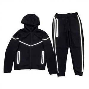 Survêtement Homme 2 Pièces en Polaire Technique Réfléchissante Tendance 2026 – Hoodie et Pantalon Lourds pour la Course à Pied - Product Image 1