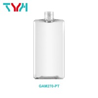 Botella de Plástico Transparente Octogonal Rectangular de 270 ml PETG con Tapa Pulverizadora para Mascarilla Facial y Champú (GAM270-PT)