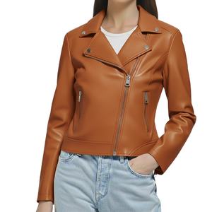 Veste d'hiver pour femme de luxe, fermeture éclair au col, taille unique, design personnalisé, nouveau style, cuir véritable de qualité supérieure, uni, col montant - Product Image 2