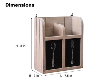 Mango <b>Wood</b> Kitchen <b>Caddy</b> Cutlery Holder Spoons Forks Holder Wall Mounting Option Utensil <b>Caddy</b> Countertop Holder organizer - Product Image 3