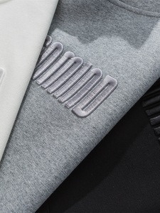 Sudadera con capucha de lana con hombros caídos grande y alto personalizada, conjunto a juego con estampado 3D gráfico lavado ácido, ropa informal estilo Hip Hop, Otoño, poliéster/algodón - Product Image 5