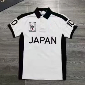 Chemise sans col pour hommes adultes, 100% coton, patchwork de drapeaux brodés, jersey de golf à manches courtes, respirant, décontracté - Product Image 2