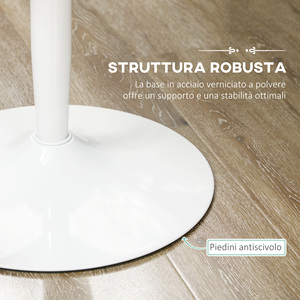 HOMCOM Table ronde moderne pour 2 personnes en MDF et acier, Ø 70x75cm, blanc - Product Image 5