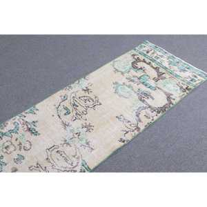 พรมขนาด 2x10 ฟุต, พรมตุรกีโบราณ, พรมขนสัตว์สีเขียวสไตล์โอเรียนทัล - Product Image 5