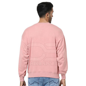 เสื้อสเวตเตอร์โอเวอร์ไซส์สำหรับผู้ชายเสื้อคอกลมพิมพ์ลายสีพื้นสำหรับชุดที่มีสไตล์และสวมใส่สบาย - Product Image 3