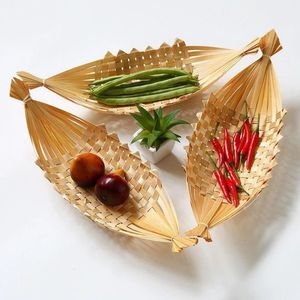 Handwoven Bamboo Boat Shaped Food <b>Basket</b> Natural Serving Tray - Product Image 5