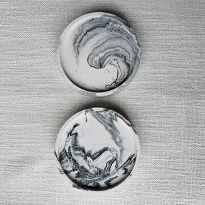 Round Marble Grey & White Stone Coasters for Dining & <b>Kitchen</b> Stylish <b>Mats</b> & Pads Office Desktop Use - Product Image 5