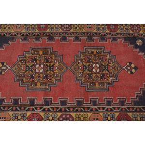 Vintage Turkish Rug 4.1x7.5 ft, <b>Red</b> Area Moroccan <b>Wool</b> Rug - Product Image 5