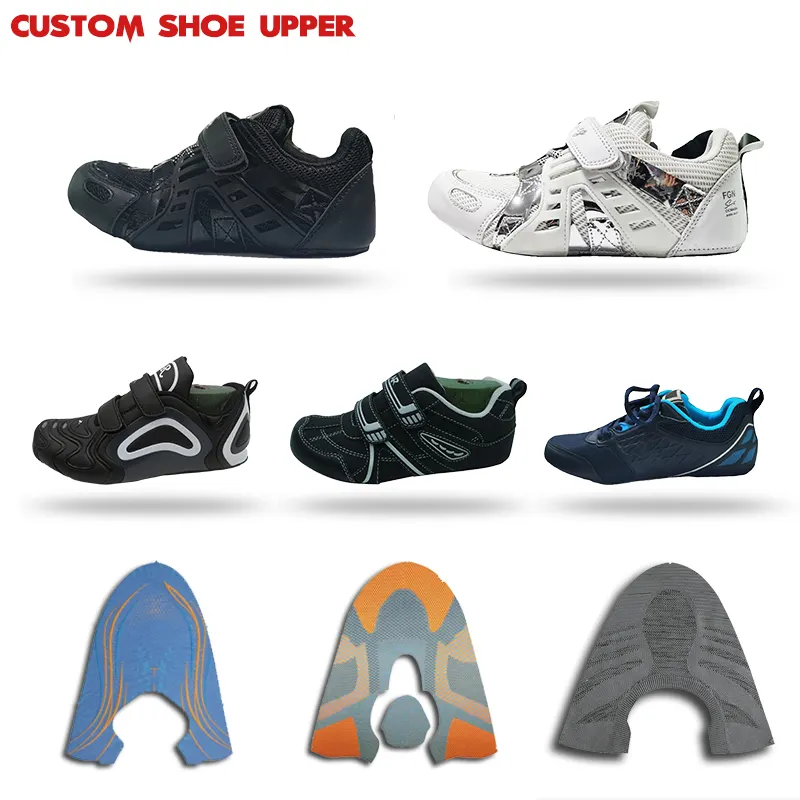 Benutzer definierte Logo Designer 3D Strick Leder Fußball Mesh Sneaker Sport Laufen Semi-Finish Vamp Schuhe Oberer Hersteller Fabrik