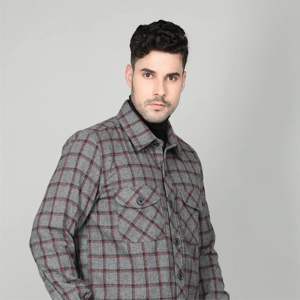 แจ็กเก็ตเสื้อเชิ้ตลายสก็อตของผู้ชายมีสไตล์แจ็กเก็ตลำลองติดกระดุมพร้อมซับในนุ่มเพื่อความอบอุ่นและความสบายเป็นพิเศษ - Product Image 2