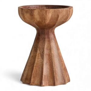 Portavelas Cónico Ancho de Madera con Parte Superior Redonda Gruesa y Grano Natural Pulido para Interiores Cálidos, Único - Product Image 6