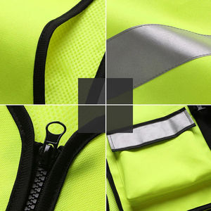 Gilet de sécurité réfléchissant en polyester 150GSM personnalisé vêtements de travail respirants à haute visibilité en maille jaune fluorescent pour la construction - Product Image 6