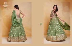 Último Diseño de Lehenga Choli de Georgette con Dupatta, Bordado con Hilo Zari y Lentejuelas, Fabricante de la India - Product Image 4