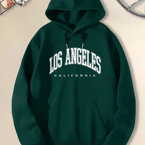 Pull à capuche en molleton de coton, sweat à capuche en tissu doux et respirant de style streetwear avec poche et capuche à cordon de serrage réglable - Product Image 1