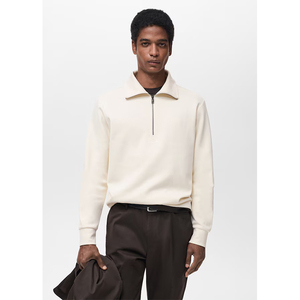 Sweat-shirt à capuche décontracté pour homme 100% coton French Terry à manches longues Quarter Zip Design brodé léger - Product Image 1