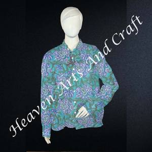 Camisa con estampado de bloques de algodón bohemio, camisa de verano hecha a mano para mujer, ropa informal floral, tela ligera, aspecto listo para la playa - Product Image 4