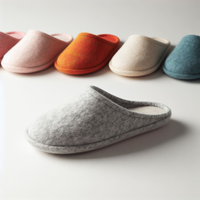 Chaussons Confort Vibrant Écologiques Respirants Antidérapants en Fourrure Douce Multicolores à Semelle Compensée en Feutre avec Doublure en Tissu Coton pour Hôtels Printemps-Automne