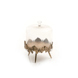 Support de serveur de gâteau de finition antique de forme personnalisée avec décor de table de dôme en verre pour hôtel et maison support de serveur de gâteau - Product Image 1