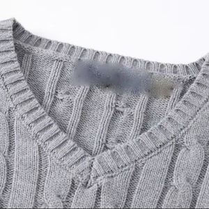 Solid Color Custom Logo Winter Front Design Support Custom Logo Color Knit Sweater V-Neck <b>Sleeveless</b> Polyester - Product Image 3