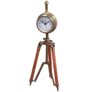 Reloj náutico de tamaño pequeño con trípode, hecho a mano, de latón y madera, novedad - Product Image 3
