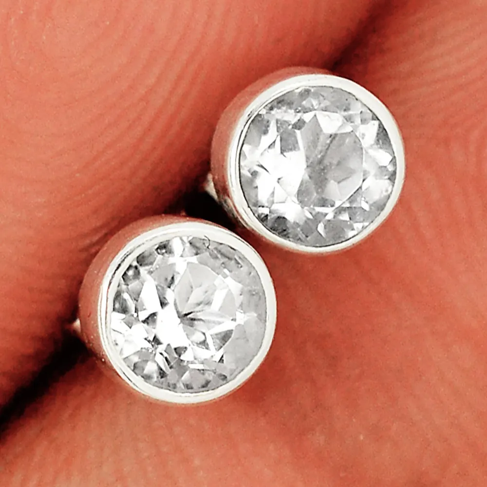 Sommer koreanische USA Großhandel Ohrringe Bulk Sterling Silber finden große weiße Topas Ohrringe Schmuck