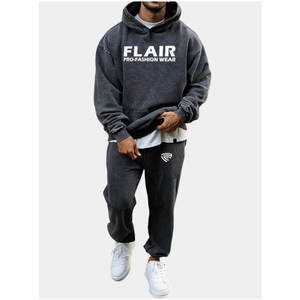 Conjunto Deportivo de Dos Piezas para Hombre, Estilo Vintage, 100% Algodón, con Capucha Bordada y Técnicas de Bordado con Cuentas, de Alta Calidad para Invierno - Product Image 2