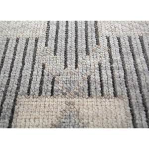 Tapis en laine noué à la main, gris thym et noir, motif géométrique et abstrait, pour la maison, couloir, salon - AKWL-1283 - Product Image 3