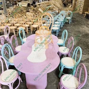 Chaise moderne, élégante et écologique en rotin naturel pour enfants, intérieure et extérieure, pour la cuisine, la chambre et le salon. - Product Image 4